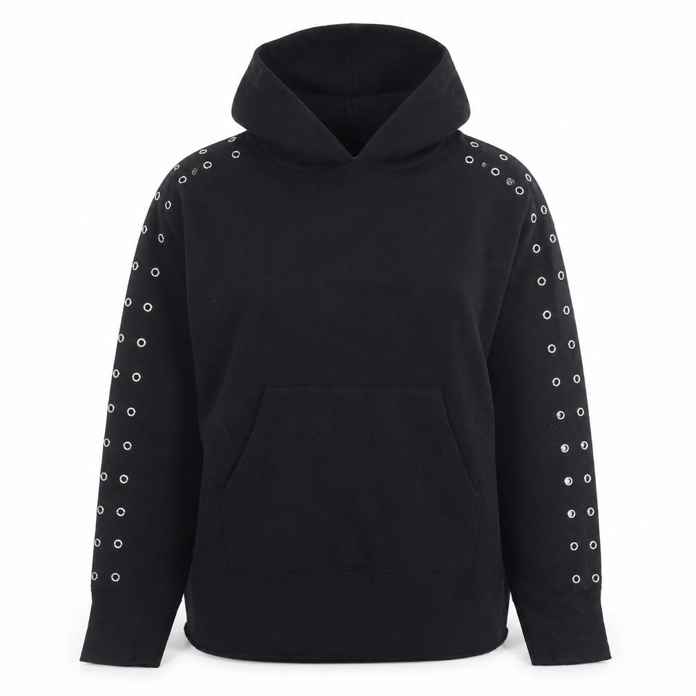 Zara Women Black Eyelet Hooded Knit Jumper Size S