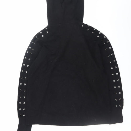 Zara Women Black Eyelet Hooded Knit Jumper Size S