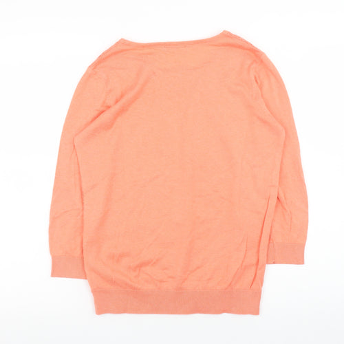 Wallis Women’s Orange Lace Knit 3/4 Sleeve Scoop Neck Jumper Size 10
