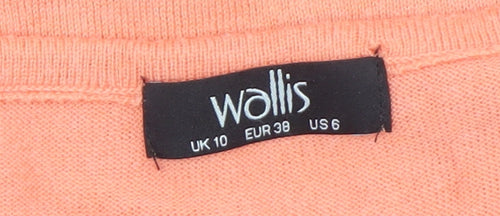 Wallis Women’s Orange Lace Knit 3/4 Sleeve Scoop Neck Jumper Size 10