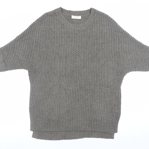 Fat Face Women Grey Short Sleeve Chunky Knit Jumper UK 10