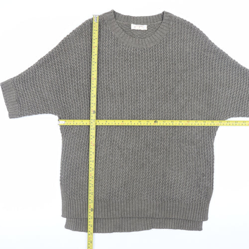 Fat Face Women Grey Short Sleeve Chunky Knit Jumper UK 10