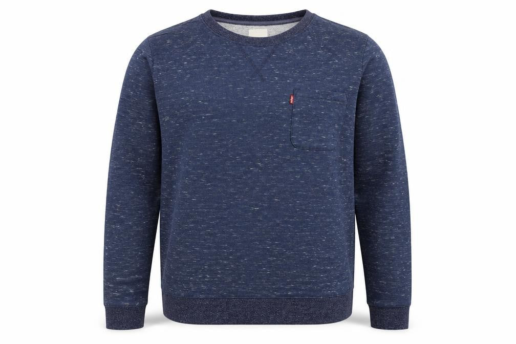 Front view of Levi's Men's Blue Crew Neck Sweatshirt XL Long Sleeve Pullover