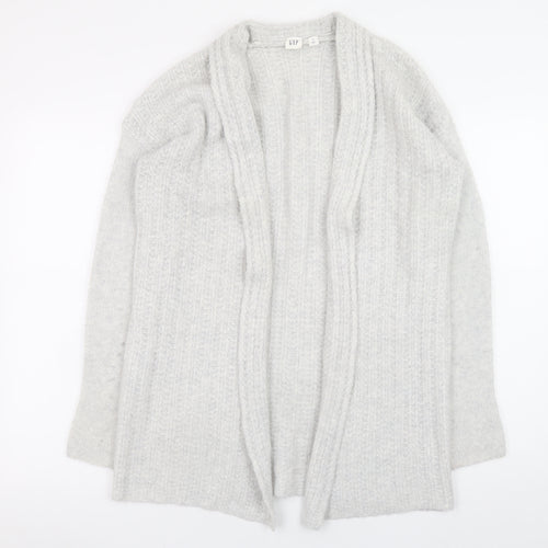 GAP Women's Grey Cable-Knit Open Cardigan XS Wool Alpaca Blend