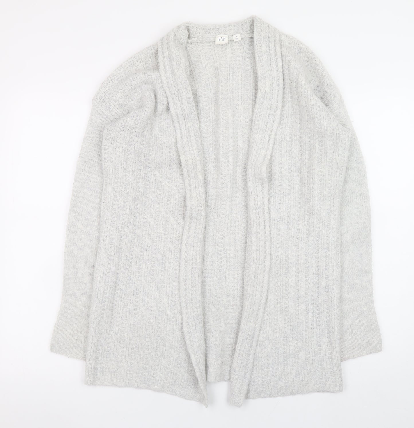 GAP Women's Grey Cable-Knit Open Cardigan XS Wool Alpaca Blend