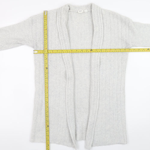 GAP Women's Grey Cable-Knit Open Cardigan XS Wool Alpaca Blend