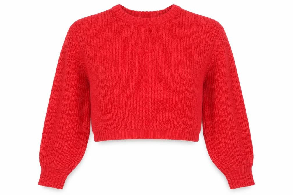 Front view of Threadbare Women’s Red Chunky Knit Crew Neck Jumper, size UK 12