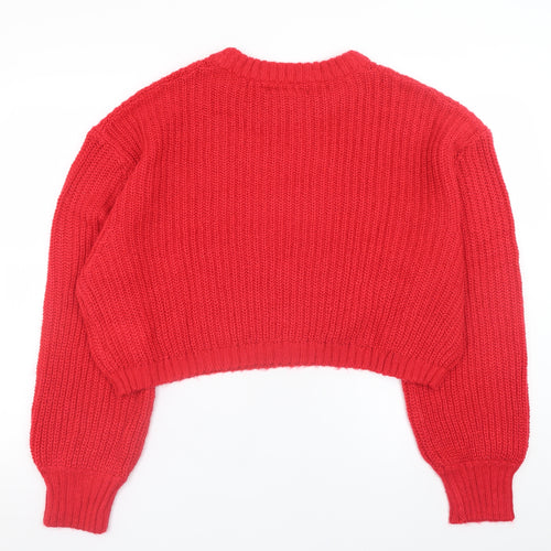 Threadbare Women’s Red Chunky Knit Crew Neck Jumper Size 12