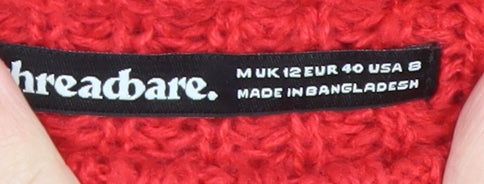 Threadbare Women’s Red Chunky Knit Crew Neck Jumper Size 12