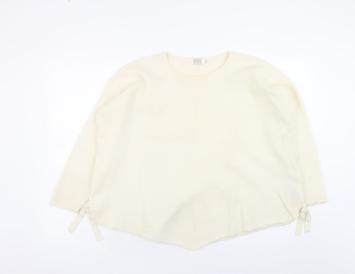 Masai Women Ivory Merino Wool Relaxed Fit Pullover Jumper Size S