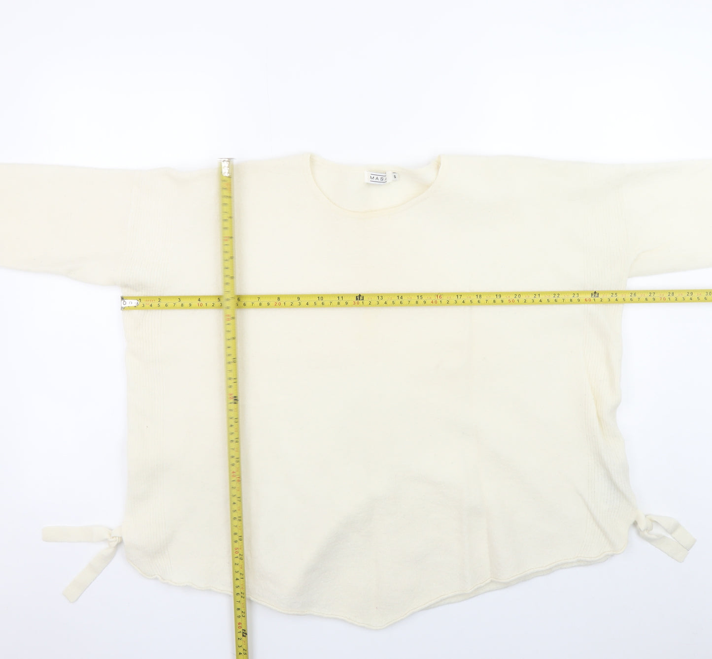 Masai Women Ivory Merino Wool Relaxed Fit Pullover Jumper Size S