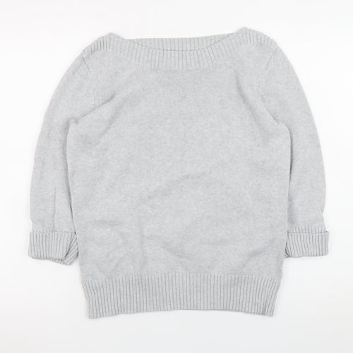 Marks and Spencer Women Grey Boat Neck 3/4 Sleeve Knit Jumper Size 16