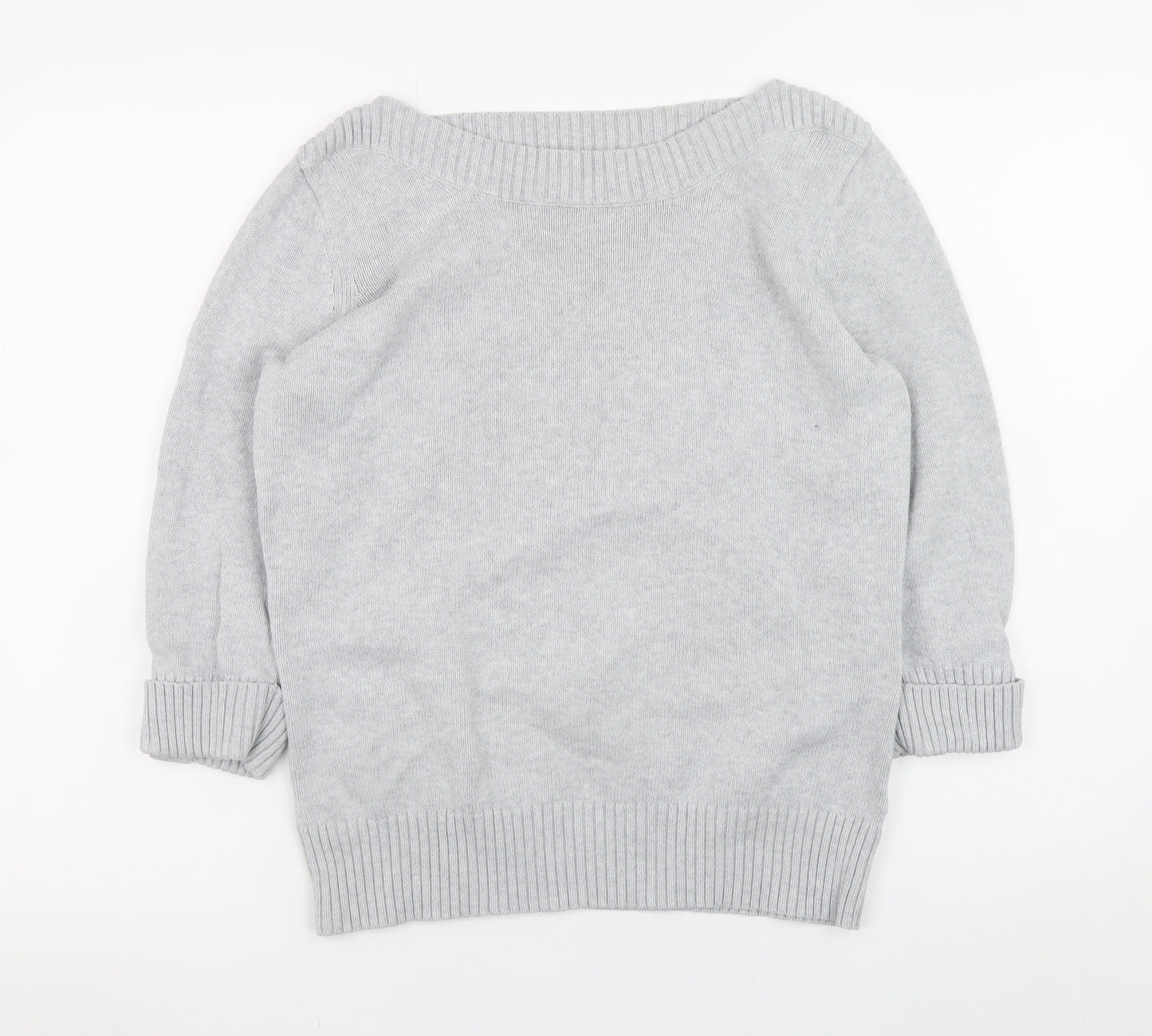 Marks and Spencer Women Grey Boat Neck 3/4 Sleeve Knit Jumper Size 16