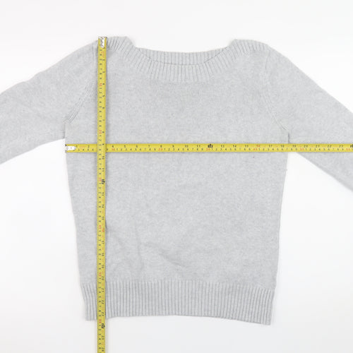 Marks and Spencer Women Grey Boat Neck 3/4 Sleeve Knit Jumper Size 16