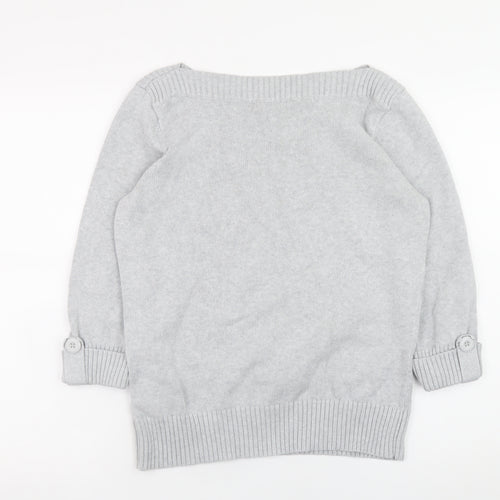 Marks and Spencer Women Grey Boat Neck 3/4 Sleeve Knit Jumper Size 16