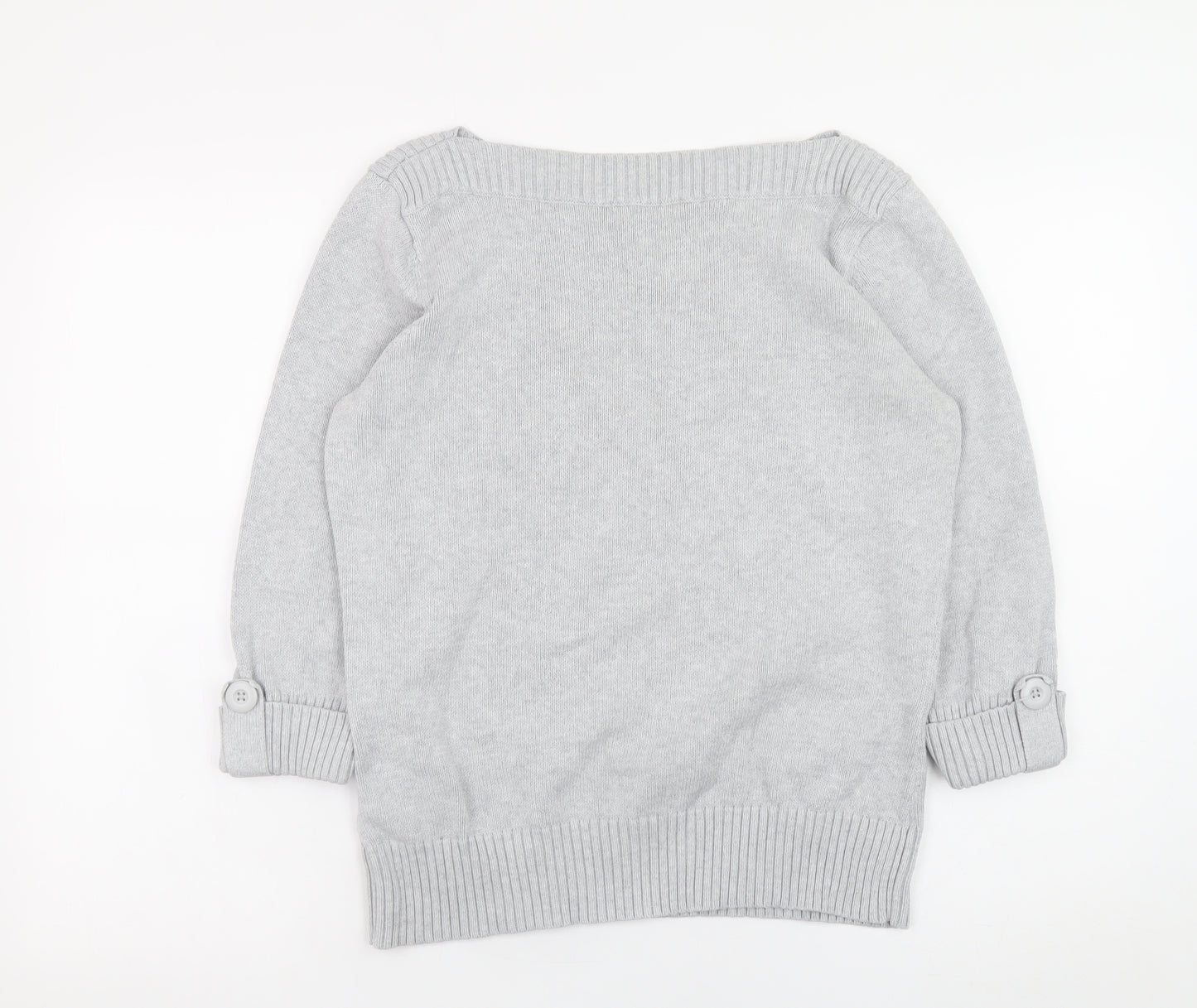 Marks and Spencer Women Grey Boat Neck 3/4 Sleeve Knit Jumper Size 16