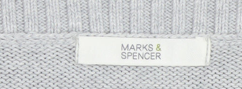 Marks and Spencer Women Grey Boat Neck 3/4 Sleeve Knit Jumper Size 16