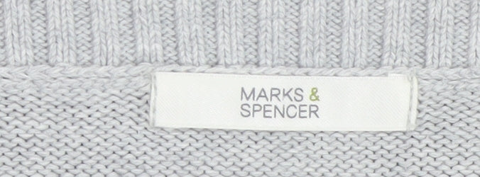 Marks and Spencer Women Grey Boat Neck 3/4 Sleeve Knit Jumper Size 16