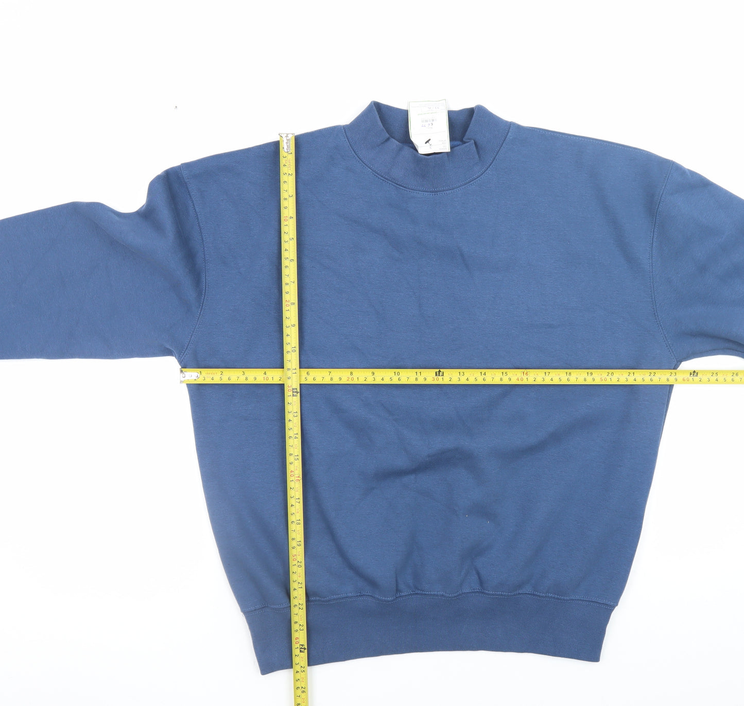 Branded Ltd Men's Blue Pullover Sweatshirt Size S Crew Neck Fleece Cotton Blend