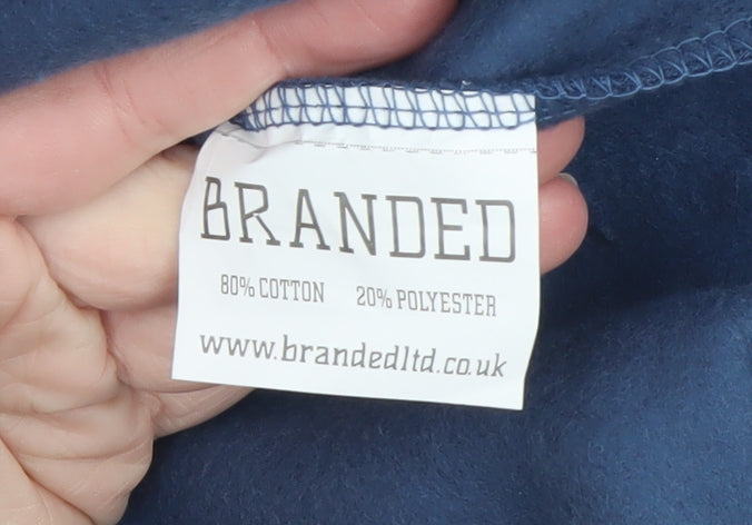 Branded Ltd Men's Blue Pullover Sweatshirt Size S Crew Neck Fleece Cotton Blend