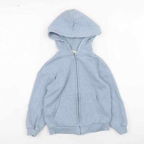 H&M Boys Blue Hooded Full Zip Cotton Blend Jacket 5-6 Years