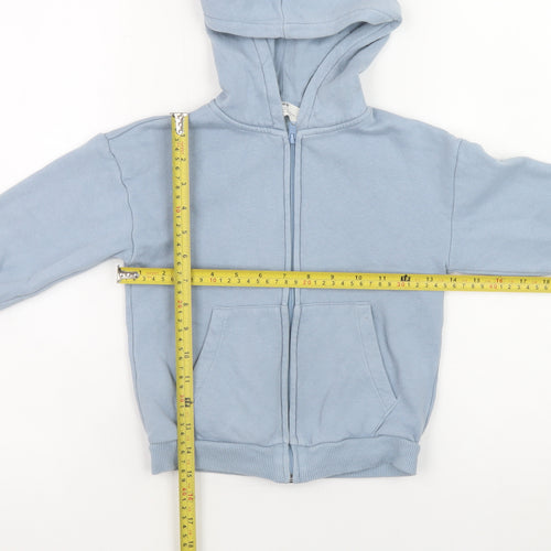 H&M Boys Blue Hooded Full Zip Cotton Blend Jacket 5-6 Years