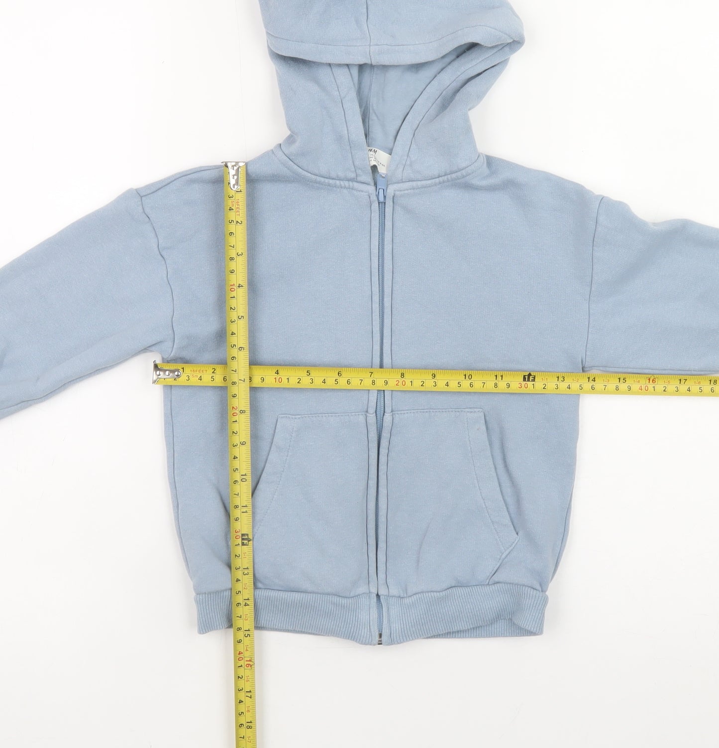 H&M Boys Blue Hooded Full Zip Cotton Blend Jacket 5-6 Years