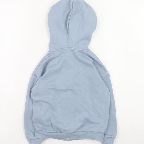 H&M Boys Blue Hooded Full Zip Cotton Blend Jacket 5-6 Years