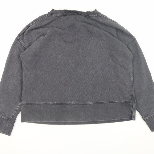 Next Women Black Henley Sweatshirt Small 100% Cotton Casual