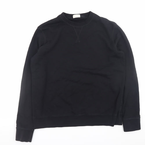 Marks and Spencer Men's Black L Pullover Crew Neck Cotton Sweatshirt