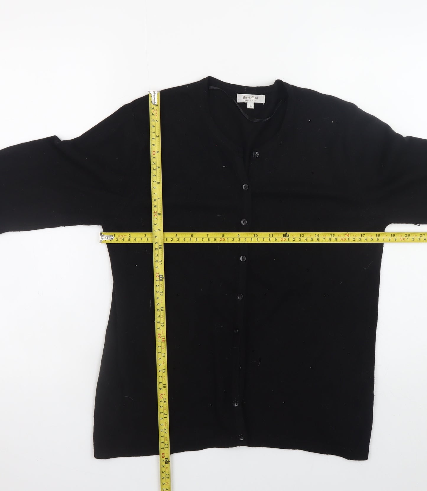 Bartolini Women's Black Merino Wool Blend Cardigan L