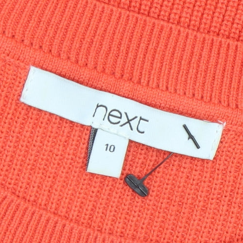 Next Women Orange Knit Ruffle Shift Dress Size 10