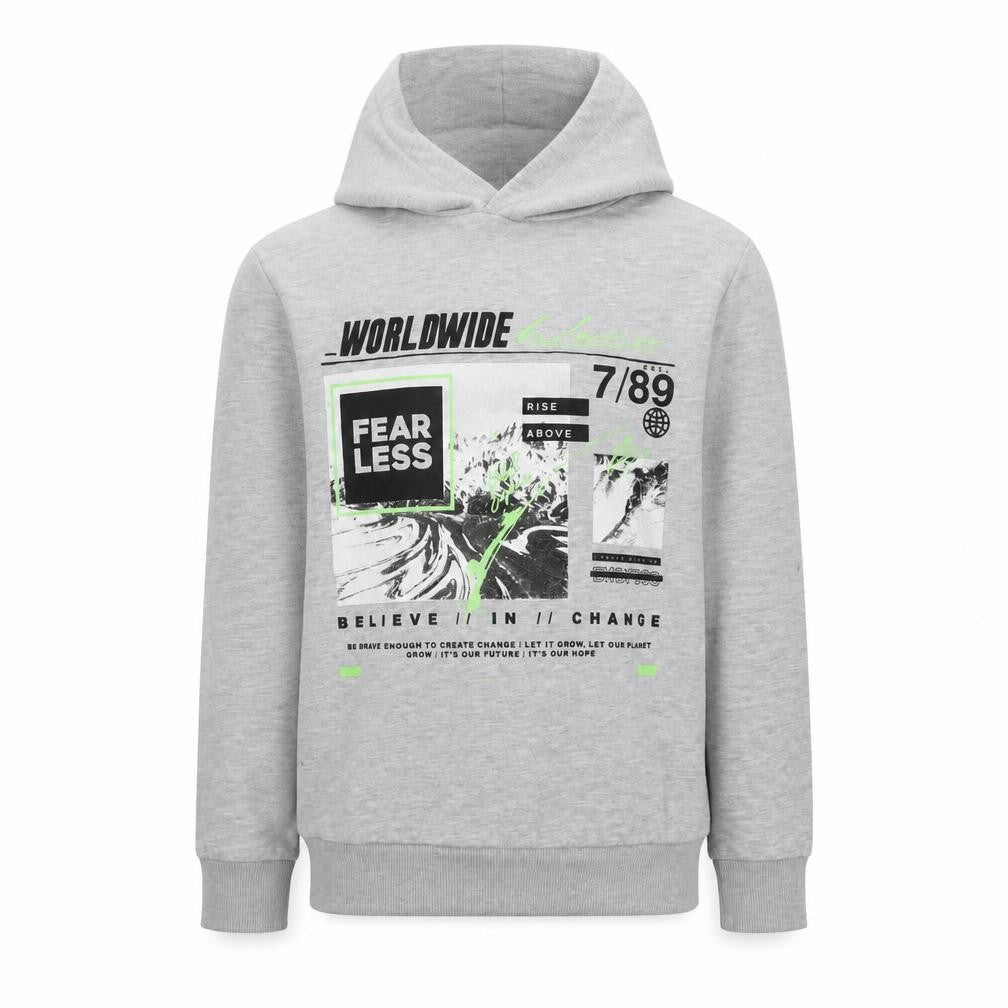 Dunnes Stores Boys Grey FEARLESS Graphic Pullover Hoodie 10-11 Years