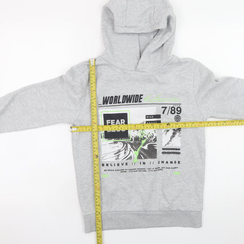 Dunnes Stores Boys Grey FEARLESS Graphic Pullover Hoodie 10-11 Years