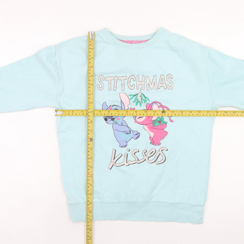 Disney Stitch Girls Blue Christmas Pullover Sweatshirt 10-11 Years Primark