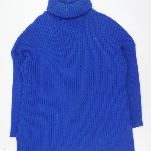 I Saw It First Women’s Blue Roll Neck Chunky Knit Jumper Size 12