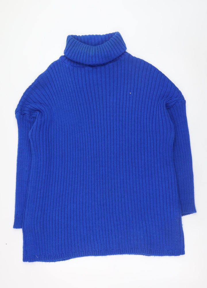 I Saw It First Women’s Blue Roll Neck Chunky Knit Jumper Size 12