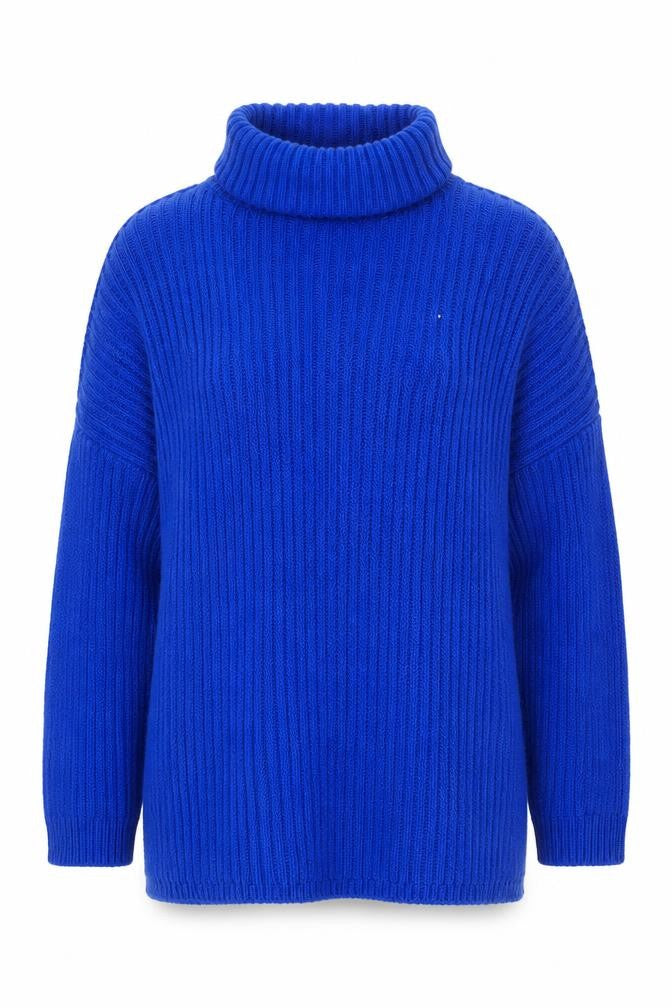 I Saw It First Women’s Blue Roll Neck Chunky Knit Jumper Size 12