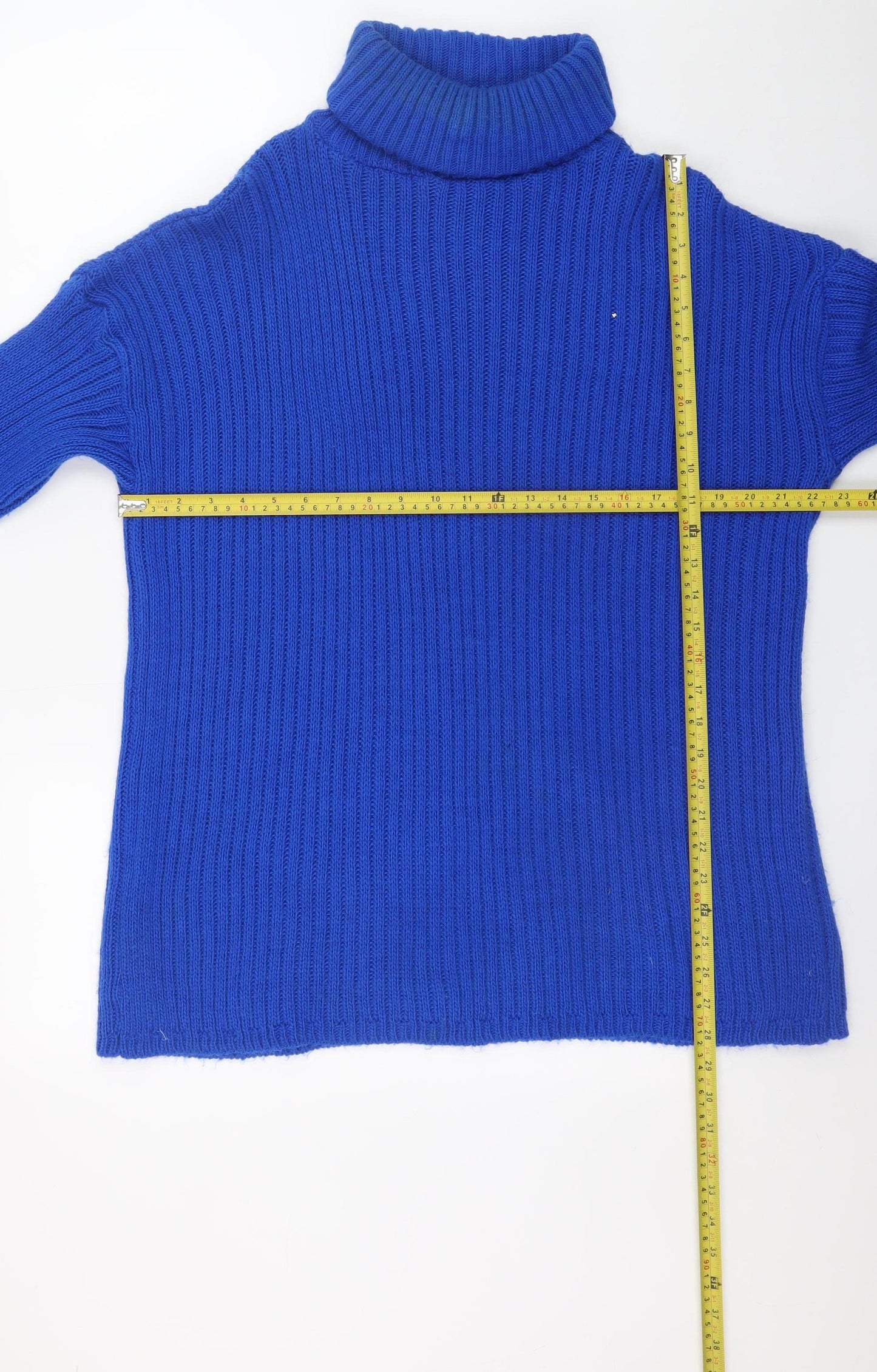 I Saw It First Women’s Blue Roll Neck Chunky Knit Jumper Size 12