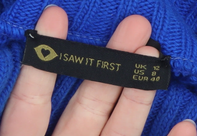 I Saw It First Women’s Blue Roll Neck Chunky Knit Jumper Size 12