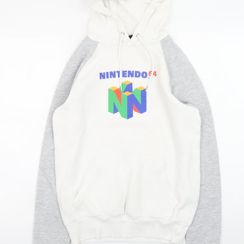 Nintendo 64 Men’s White & Grey Pullover Hoodie S Graphic Retro Gaming