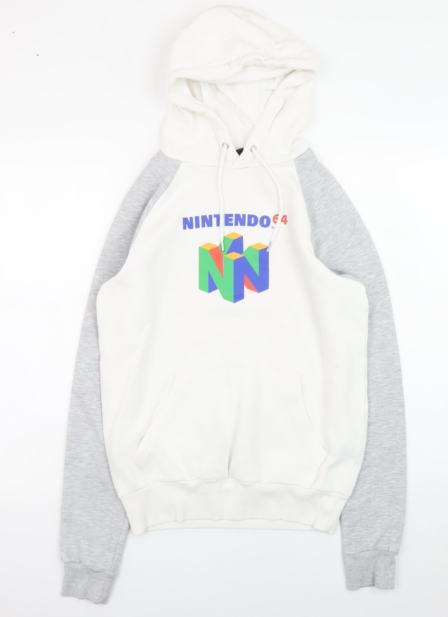 Nintendo 64 Men’s White & Grey Pullover Hoodie S Graphic Retro Gaming