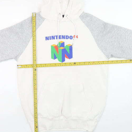 Nintendo 64 Men’s White & Grey Pullover Hoodie S Graphic Retro Gaming