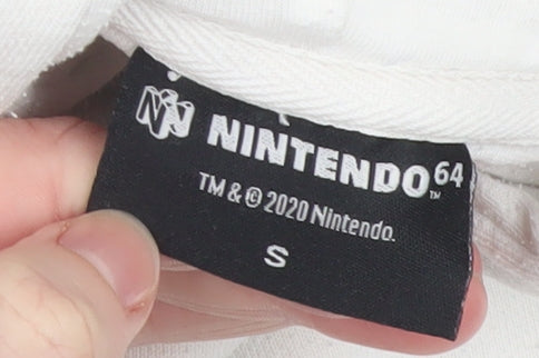 Nintendo 64 Men’s White & Grey Pullover Hoodie S Graphic Retro Gaming