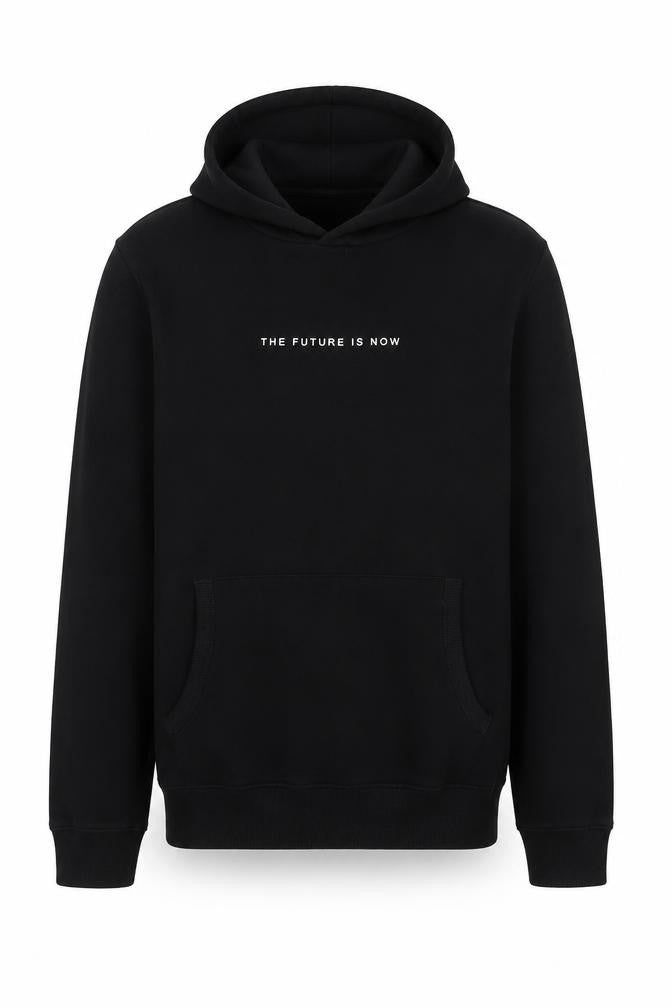 Front view of Next Teens Black Hoodie 14yrs 164cm Pullover 'The Future Is Now'