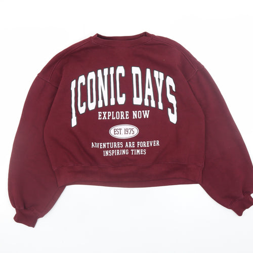 Zara Teens Burgundy Iconic Days Graphic Pullover Sweatshirt Size 13-14