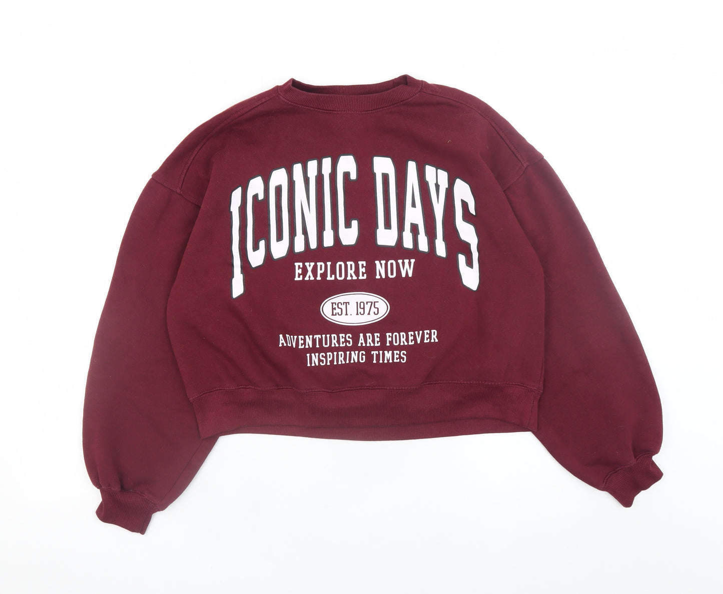 Zara Teens Burgundy Iconic Days Graphic Pullover Sweatshirt Size 13-14