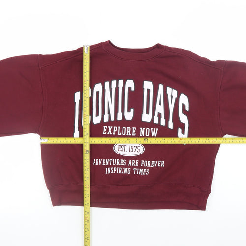 Zara Teens Burgundy Iconic Days Graphic Pullover Sweatshirt Size 13-14