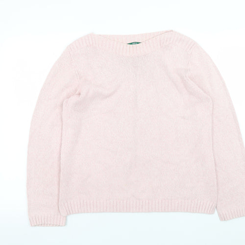 Marks and Spencer Women Pink Silk Blend Crew Neck Jumper Size 16