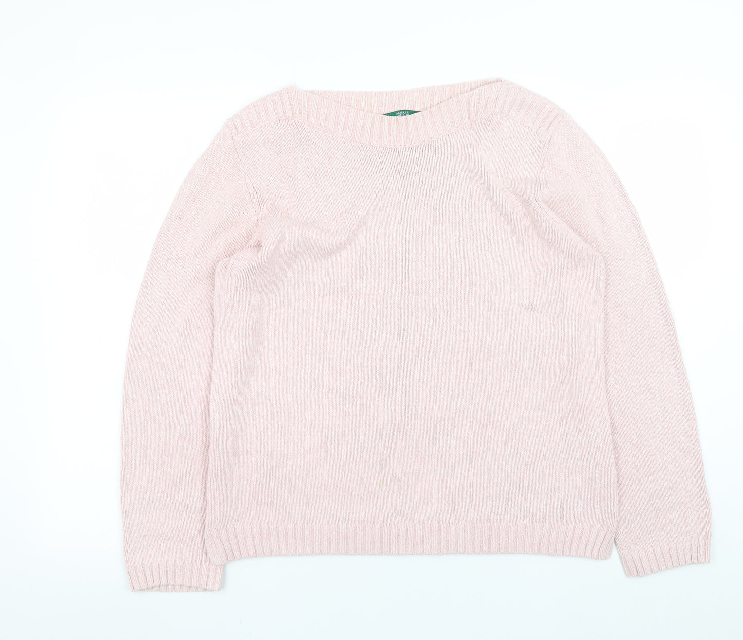 Marks and Spencer Women Pink Silk Blend Crew Neck Jumper Size 16